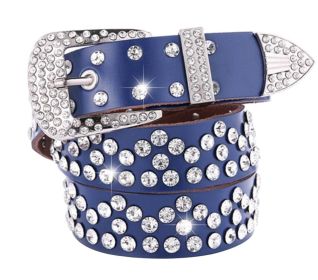 Women Rhinestone Belt Western Cowgirl Bling Studded Belt for Jeans Dress #54
