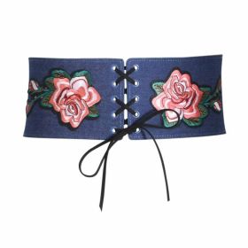 Waist Band Corset Belt Obi Belts Lace-up Wide Waistband Embroidery Denim Belts