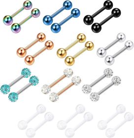 14G 12-18MM Stainless Nipple Tongue Ring Barbell Nipplerings Body Piercing 24PCS (12.0)