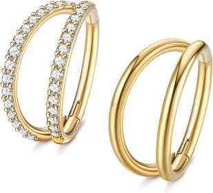 3PCS 16G Septum Clicker Nose Rings Hoop 316L Surgical Cartilage Earring Double Open Stack Conch Daith Piercing Sleeper Earring Rook Lobe Helix Tr