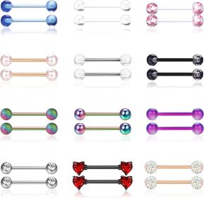 24Pcs 14G Tongue Nipple Rings Stainless Straight Barbell Rings Flexible Retainer for Women Men Body Piercing18mm