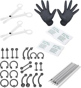 Professional Piercing Kit 316L Surgical Rook Daith Cartilage Lip Tongue Helix Tragus Piercing Jewellery Belly Button Nose Ring Septum Piercing Se