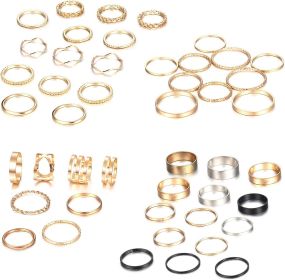 46 Pcs Knuckle Midi Ring Set for Women Vintage Finger Stackable Knuckle Rings Set Bohemian Carved Joint Nail Rings