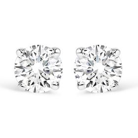 14K White Gold 5/8 Cttw Round Brilliant-Cut Lab Grown Diamond Classic 4-Prong Push back Stud Earrings (F-G Color, VS1-VS2 Clarity)