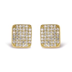 14K Yellow Gold 1/2 Cttw Diamond Square Shaped Composite Cluster Stud Earrings (I-J Color, I1-I2 Clarity)