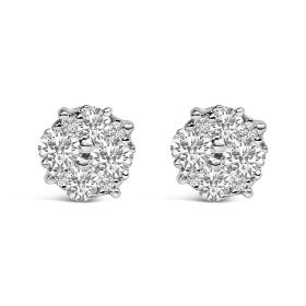 .925 Sterling Silver 1/2 cttw Prong Set Round-Cut Diamond Cluster Stud Earring (I-J Color, I2-I3 Clarity)