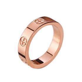 Screw Rings Zircon Stainless Steel Love Ring Luxury Brand Jewelry Phillips for Women Nail Shape Rose Gold Silver Color Size 4-10 (Color: Screw Rose Gold, size: 6)