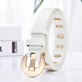 New Grunge Women Belt Adjustable Hole Grunge Punk Belts for Women Alloy Pin Buckle Leather Belt for Pants Dresses (Color: White)