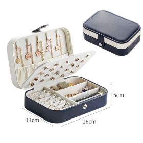 Portable Jewelry Box Jewelry Organizer Display Travel Jewelry Case Boxes Button Leather Storage Zipper Jewelers Joyero (Color: Bigblue)
