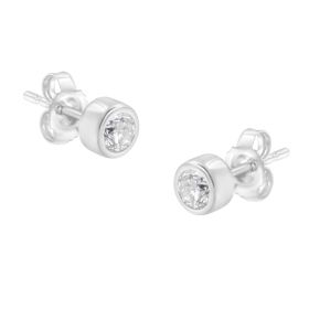10K Gold 0.30 Cttw Round Brilliant-Cut Near Colorless Diamond Bezel-Set Stud Earrings (H-I Color, I1-I2 Clarity) (Metal Color: White)